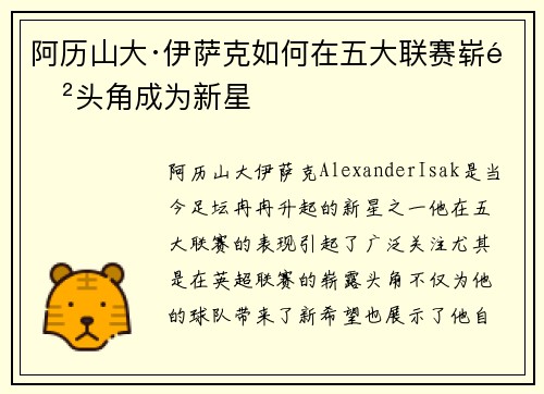 阿历山大·伊萨克如何在五大联赛崭露头角成为新星